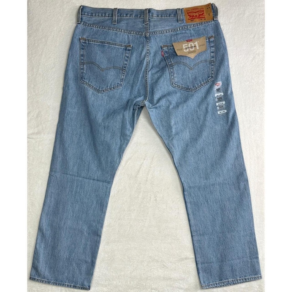 Levis 501 Original Fit Mens Light Wash Blue Denim Jeans 40x29 Button Fly NEW